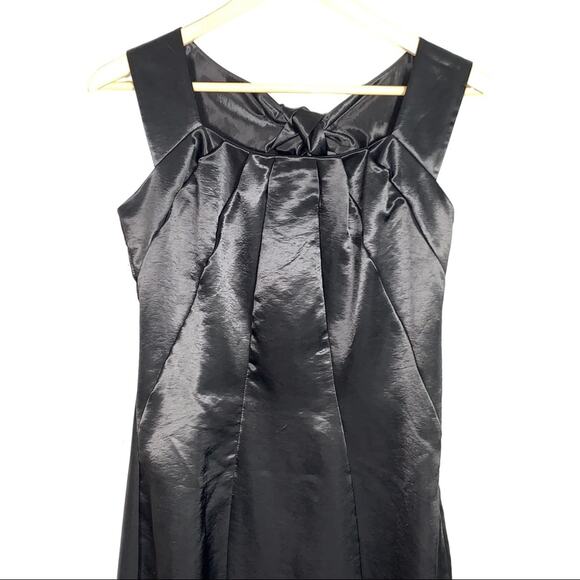 Reserved 38 black satin sleeveless knee length formal sheath dress size 8 - Picture 2 of 7